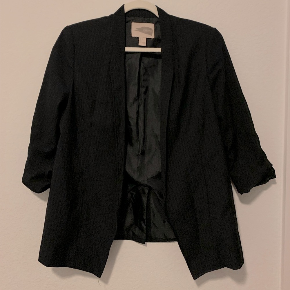 Forever21 pin-striped blazer with ruched sleeves